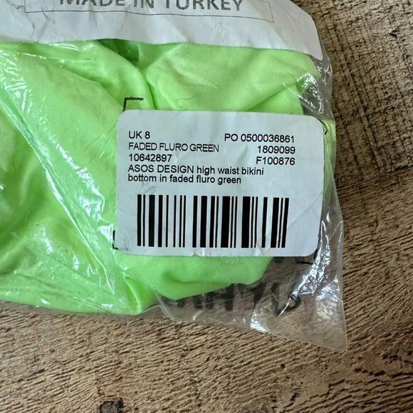 ASOS Design Womens Neon Green High-Waist Bikini Bottoms - US 4 - Picture 8 of 8